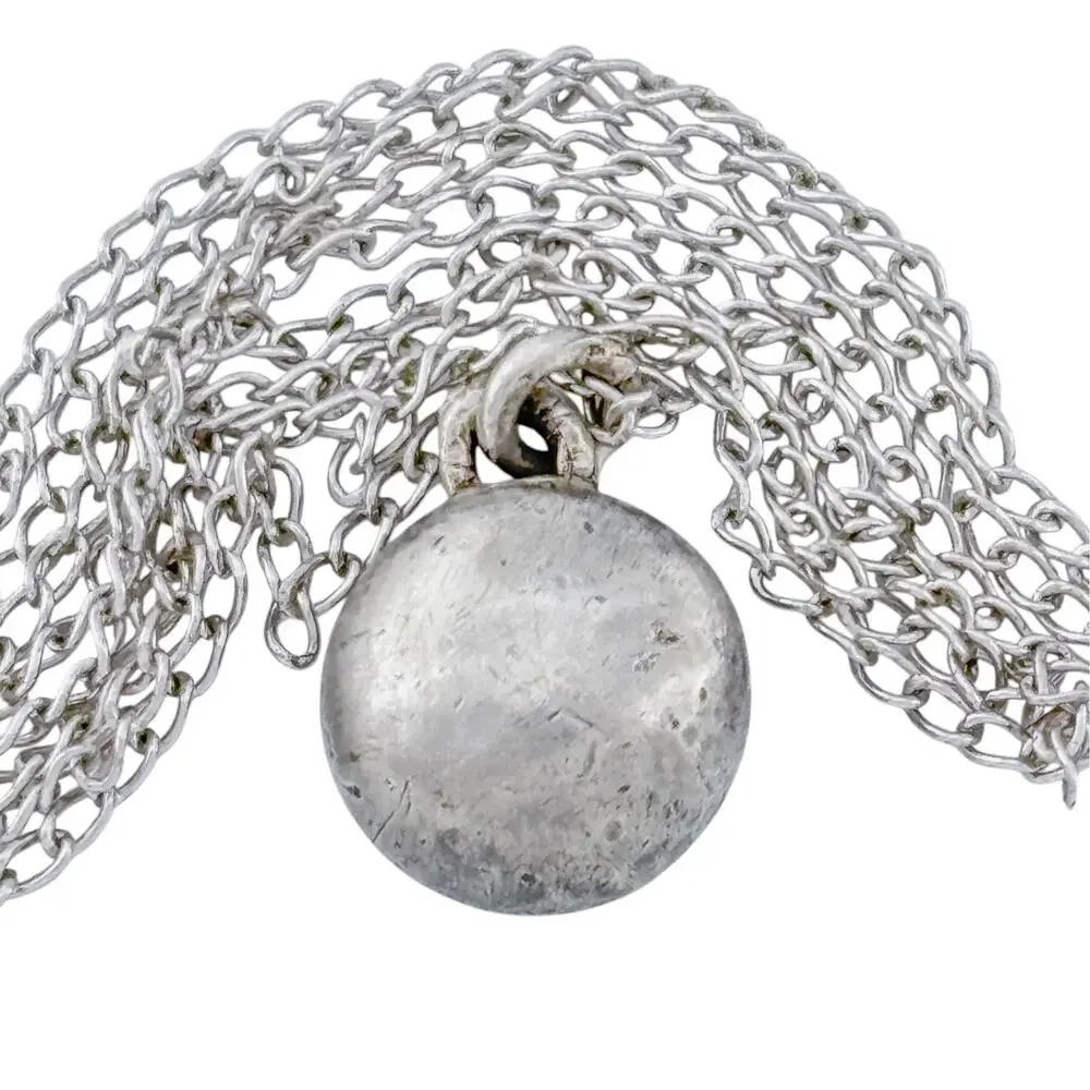 Vintage Sterling Silver 925 Ball Pendant Necklace 17.5